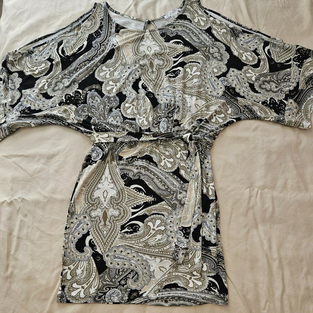 Lascana Patterned Cold Shoulder Mini Dress